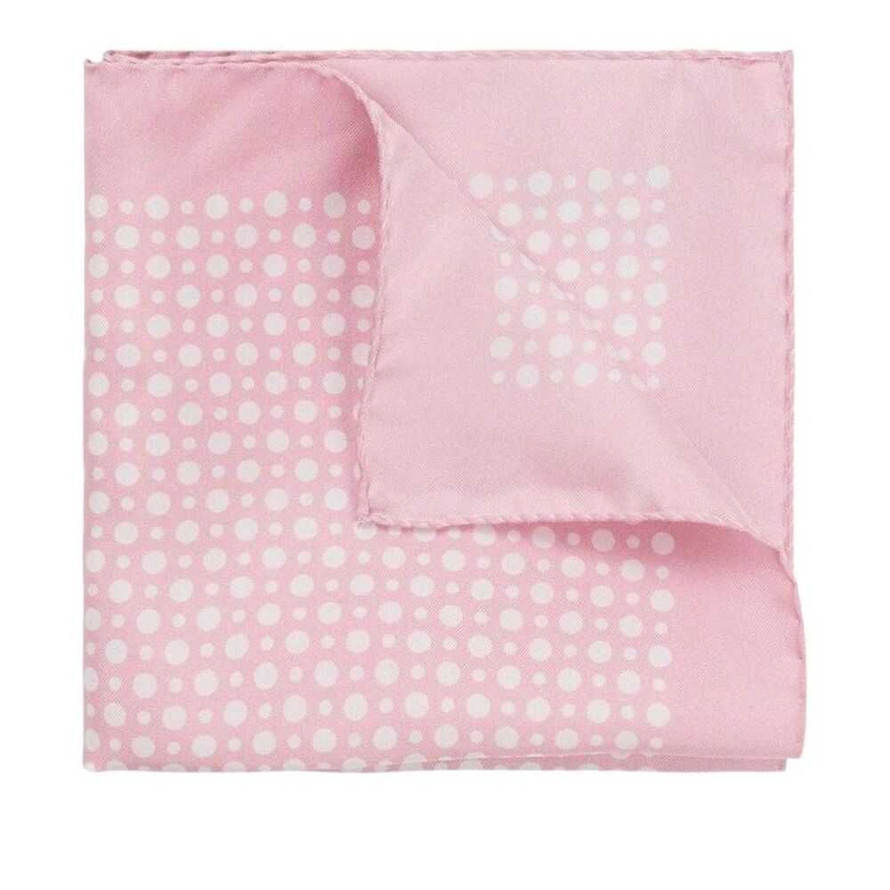 Boss Mens Beckham Polka Dot Silk Wedding Pocket Square / Light Pink